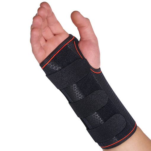 Orliman Manutec Semi-Rigid Right Hand Wrist Support With Palmar Splint, Medium, Black