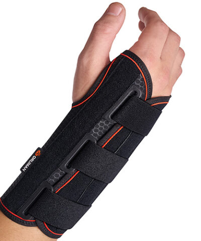 Orliman Manutec Semi-Rigid Left Hand Wrist Support With Palmar Splint, Medium, Black