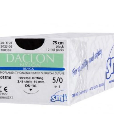DACLON Nylon Suture Black 5/0 75cm DS-12 12mm - Box/12