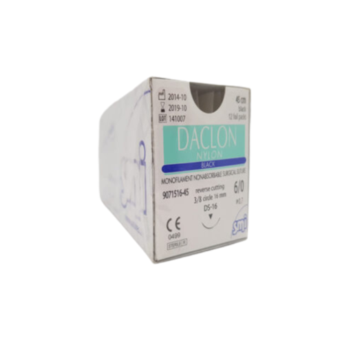 DACLON Nylon Suture 6/0 16mm 75cm - Box/12