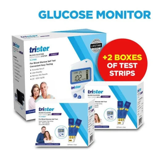 Trister Gluco Meter + 2 Box Of 50'S Strip - Ts-2Strp