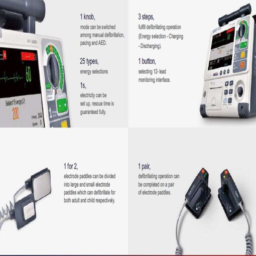 AVEUS - AV-360D Defibrillator Monitor with Defibrillation, Pacing, Monitoring and AED mode