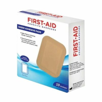 First Aid - Sheer Adhesive Pad Bandages 10's -76mmx102mm