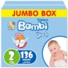 Sanita Bambi - Baby Diapers Jumbo Box Size 2, Small, 3-6kg - 136 Count