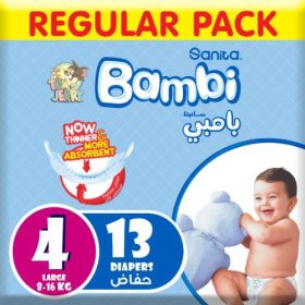 Sanita Bambi - Baby Diapers Regular Pack Size 4, Large, 8-16kg - 13 Count