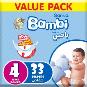 Sanita Bambi - Baby Diapers Value Pack Size 4, Large, 8-16kg - 33 Count