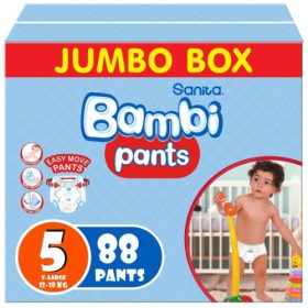 Sanita Bambi - Pants Jumbo Pack, Size 5, X Large 12-18kg - 88 Count