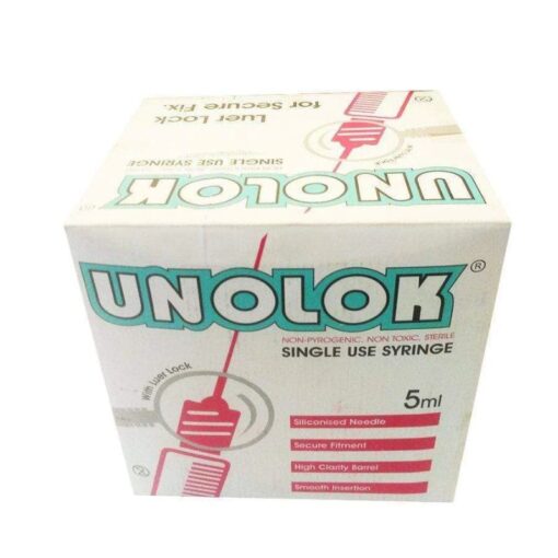 Unolok - Disposable Syringe 5mI Luer Lock with 23G x 1.1/4inch Needle - Box of 100