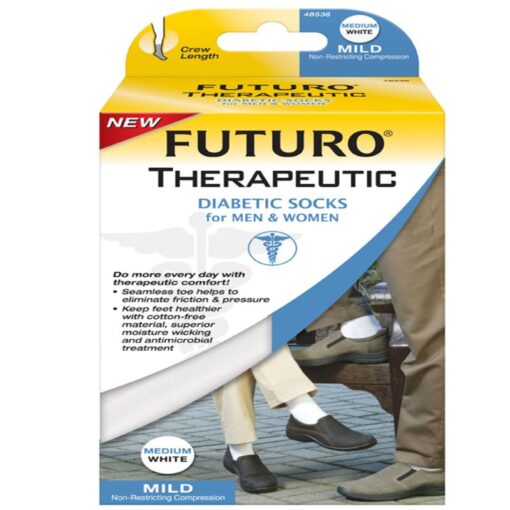 Futuro - Therapeutic Diabetic Socks Medium, White - 48536
