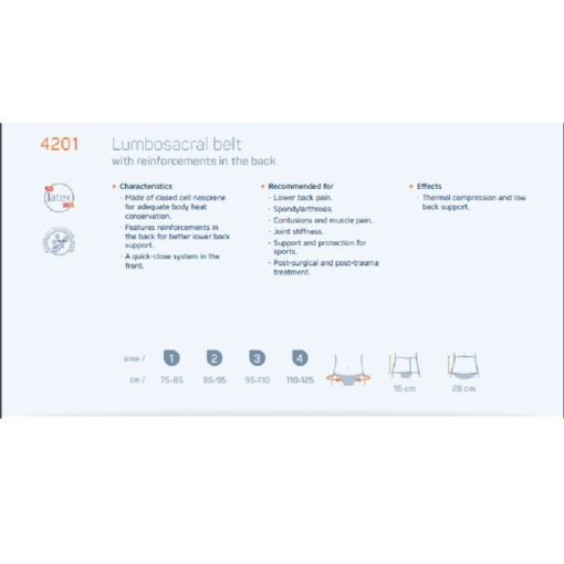 Orliman - Lumbosacral Belt with Reinforcements in The Back, Size-2 - 4201