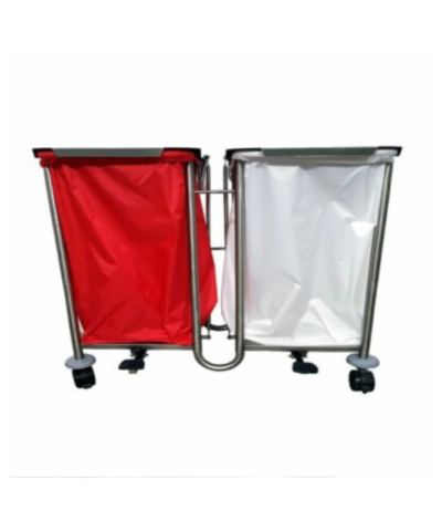 Stainless Steel Double Linen Trolley with Lid