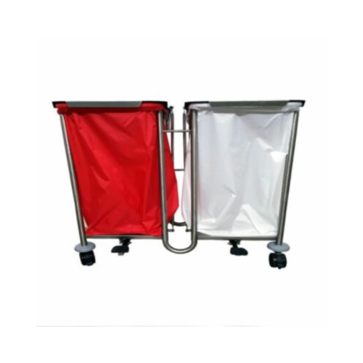 Stainless Steel Double Linen Trolley with Lid