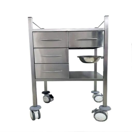 Instrument Trolley 4 Drawer with 2 Bowls