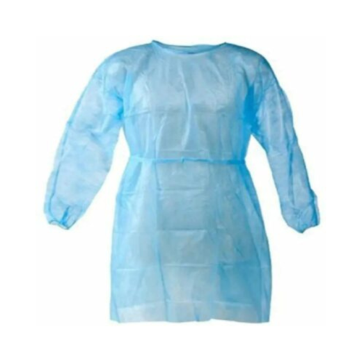 Disposable Protective Patient Gown with Elastic Cuff, Blue