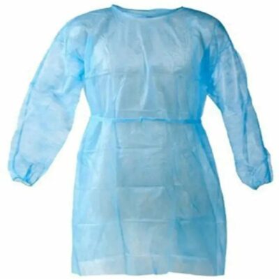 Disposable Protective Patient Gown with Elastic Cuff, Blue