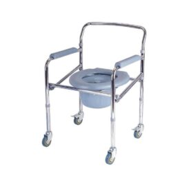 3W Healthcare Steel Commode Wheelchair Grey - Medical Trade Hub UAE