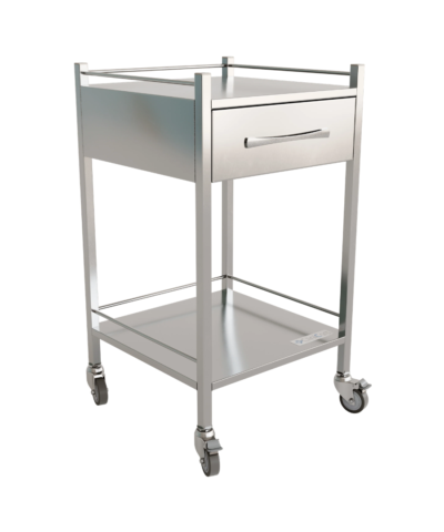 Stainless Steel Medical Trolley with One Drawer - Durable & Mobile