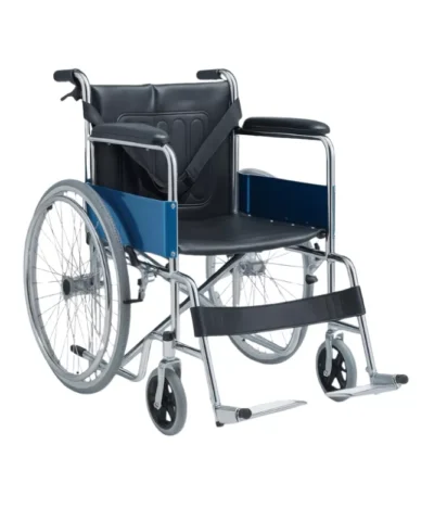 Foldable Wheelchair - Chromed Steel Frame, PVC Armrests(Rent For 1 Month)