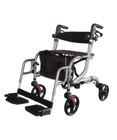 Foldawheel Walker 2-in-1 Hybrid Rollator & Push Wheelchair