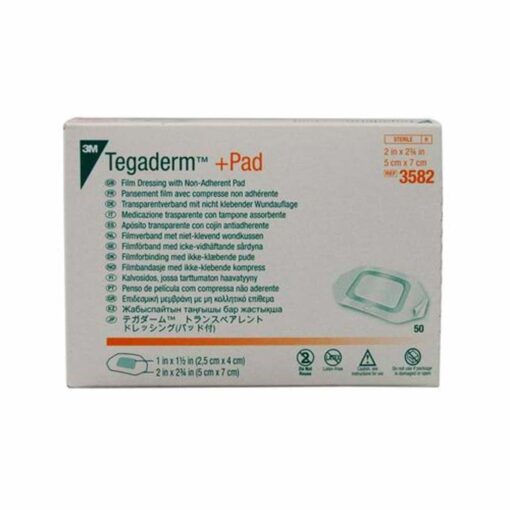 3M Tegaderm +Pad Transparent Dressing with Absorbent Pad 3582 - 5cm x 7cm (Pack of 50)