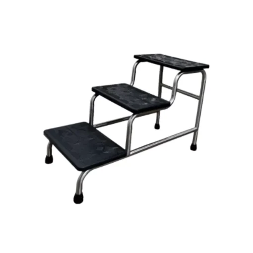 DP Metallic 3-Step Stainless Steel Footstep Stool - Anti-Slip Platform
