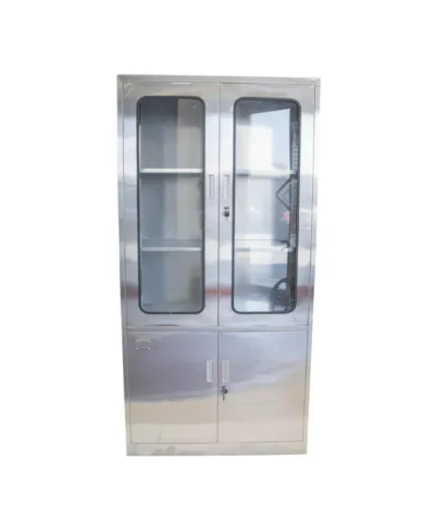 Stainless Steel Medical Cupboard with Tempered Glass Doors